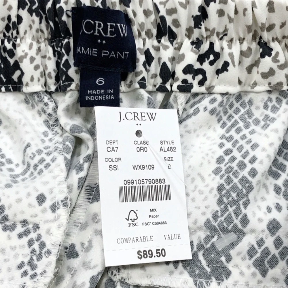 J. Crew Women’s Snakeskin Jaime Pants Pull on size 6 - Picture 6 of 8